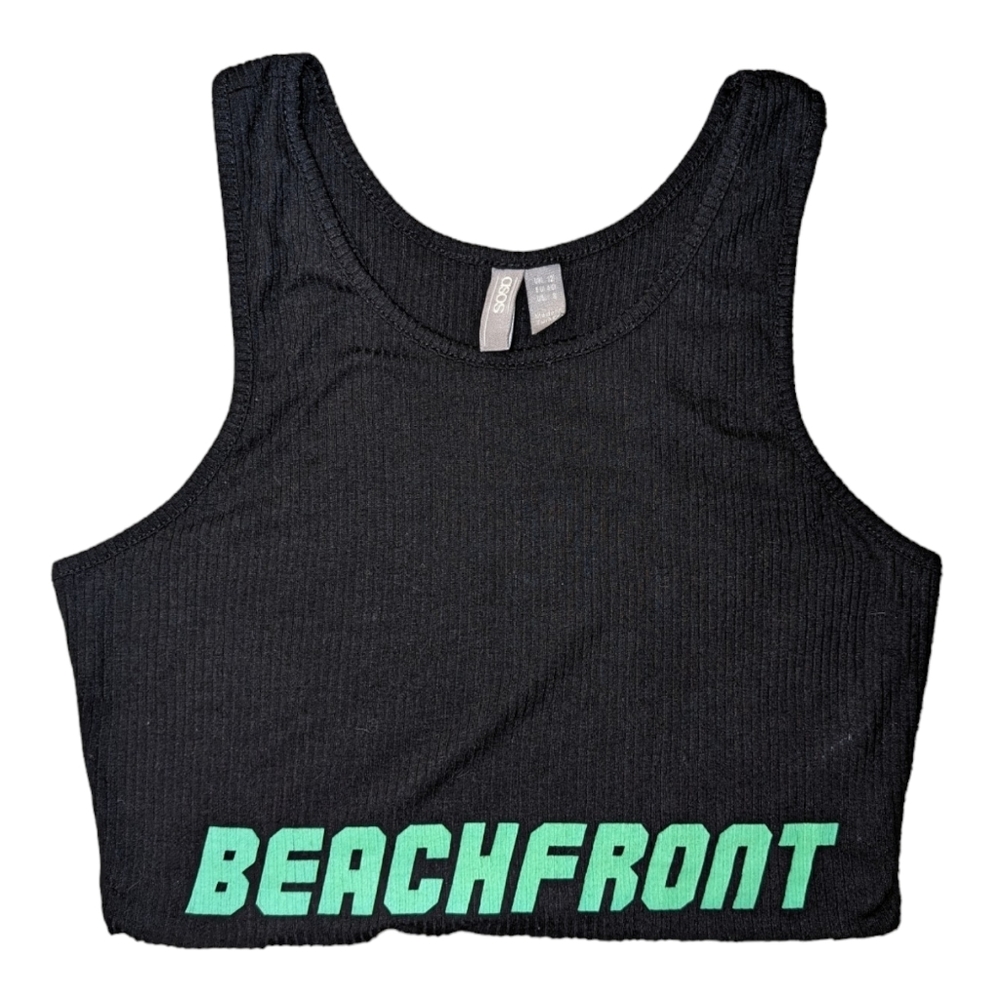ASOS Cropped Ribbed "Beachfront" Tank Top, Size 8 (Fits Like S/M)
